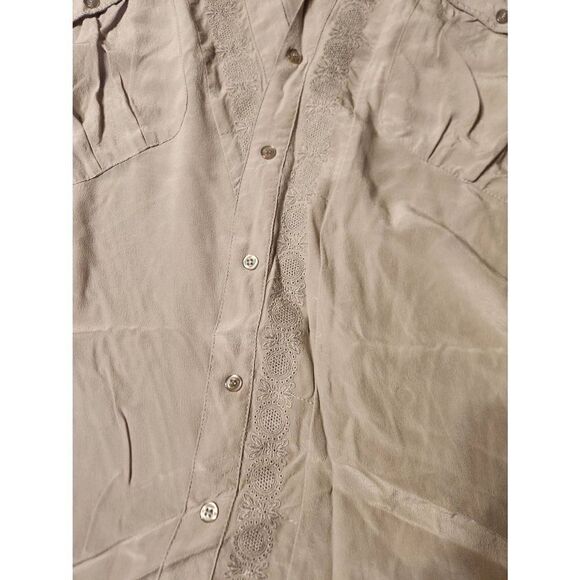 Johnny Was For Love and liberty grey silk asymmetrical buttons tunic dress sz Sm - Picture 3 of 5